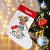 Petite Chaussette De Noël Cute Red and White Winter Wonderland Nom Modèle