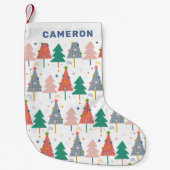 Petite Chaussette De Noël Cute Retro Noël Treen Motif personnalisé (Devant)