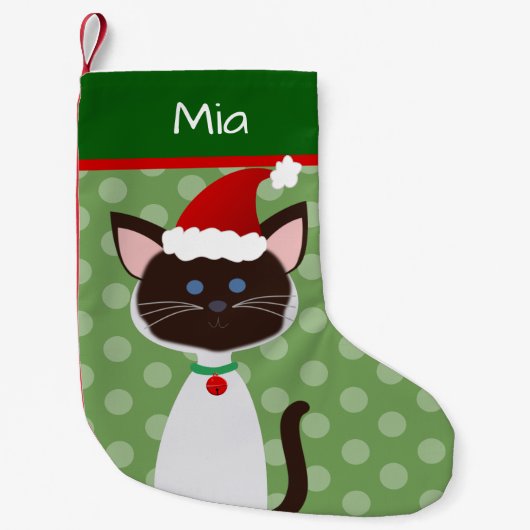 Petite Chaussette De Noël Cute Siamese Père Noël Kitty (Devant)