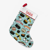 Petite Chaussette De Noël Cute Sushi Motif Funny Kawaii Nourriture Fêtes de (Devant (Accrochage))