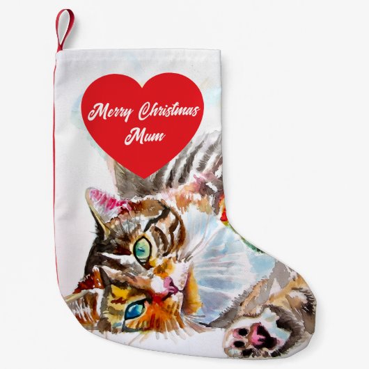 Petite Chaussette De Noël Cute Tabby Cat Merry Cats Christmas Stocking (Devant)