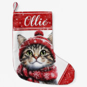 Petite Chaussette De Noël Cute Tabby Chat Noël Animaux de compagnie Stocker (Devant)