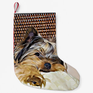 Petite Chaussette De Noël Cute Teacup Yorkie Yorkshire Terrier Art numériqu