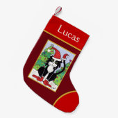 Petite Chaussette De Noël Cute Tuxedo Chat en Neige avec Casquette & Booties (Devant (Accrochage))