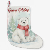 Petite Chaussette De Noël Cute watercolor Polar Bear Winter (Devant)