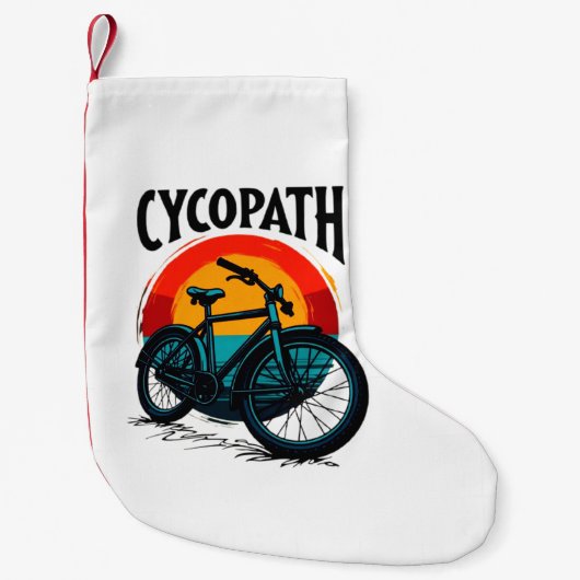 Petite Chaussette De Noël Cycopath : Vélo énergétique avec le soleil couchan (Devant)
