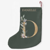 Petite Chaussette De Noël D Monogramme Floral Personnalisé (Dos)