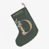 Petite Chaussette De Noël D Monogramme Floral Personnalisé (Dos (Accrochage))