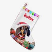 Petite Chaussette De Noël Dachshund Animé (Devant (Accrochage))