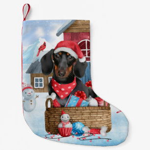 Petite Chaussette De Noël Dachshund Chien dans la neige Maison de Chien de N