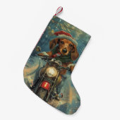 Petite Chaussette De Noël Dachshund Chien équitation moto Noël (Devant (Accrochage))