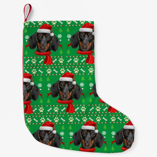 Petite Chaussette De Noël Dachshund Chien Vilain Noël (Devant)