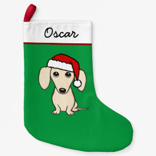 Petite Chaussette De Noël Dachshund crème Santa Chien Wiener Mignon