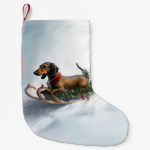 Petite Chaussette De Noël Dachshund hiver neige de Noël