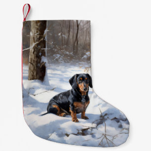 Petite Chaussette De Noël Dachshund Laissez tomber la neige Noël