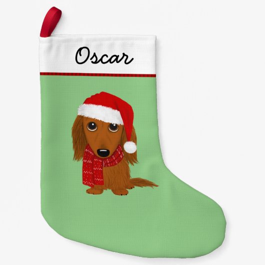 Petite Chaussette De Noël Dachshund Père Noël mignon Wiener Chien (Devant)