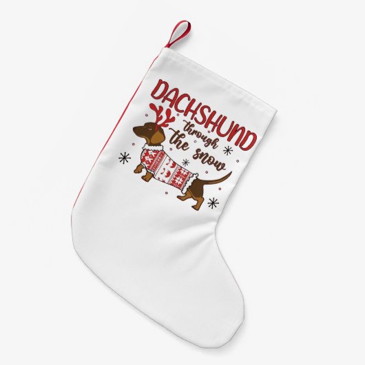 Petite Chaussette De Noël Dachshund Through The Snow Christmas Dog Lover (Devant (Accrochage))