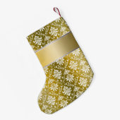 Petite Chaussette De Noël Damassé d'or/jaune de monogramme (Dos (Accrochage))