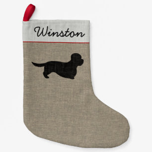 Petite Chaussette De Noël Dandie Dinmont Terrier Silhouette