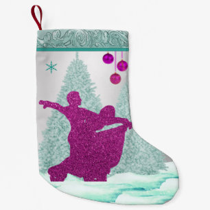 Petite Chaussette De Noël Danseurs de salle de bal avec la neige d'arbres