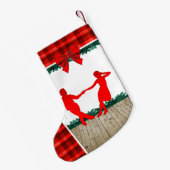 Petite Chaussette De Noël Danseurs d'oscillation avec le plaid rouge (Dos (Accrochage))