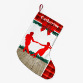 Petite Chaussette De Noël Danseurs d'oscillation avec le plaid rouge (Devant (Accrochage))