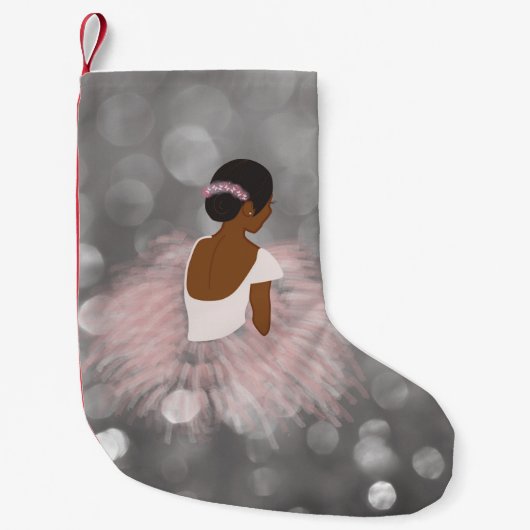 Petite Chaussette De Noël Danseuse de ballerine d'Afro-américain (Devant)