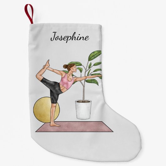 Petite Chaussette De Noël Danseuse Pose Yoga Stretch Exercice Femme d'entraî (Devant)