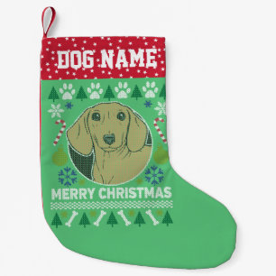 Petite Chaussette De Noël Daschund Chien brasse un laide de Noël moche