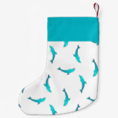 Petite Chaussette De Noël Dauphins bleus sur blanc (Dos)