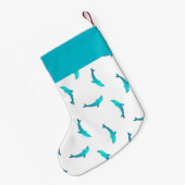 Petite Chaussette De Noël Dauphins bleus sur blanc (Dos (Accrochage))