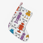 Petite Chaussette De Noël De mignons robots à doodle. Motif sans couture. Ch (Devant (Accrochage))