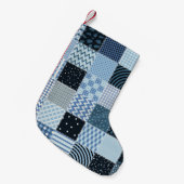 Petite Chaussette De Noël Décor de courtepointe, patchwork géométrique, tons (Devant (Accrochage))