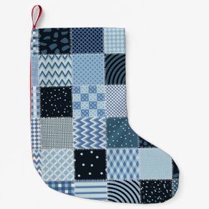 Petite Chaussette De Noël Décor de courtepointe, patchwork géométrique, tons