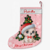 Petite Chaussette De Noël Décor de Noël Cute Chat Classique Rose (Dos)