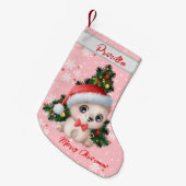 Petite Chaussette De Noël Décor de Noël Cute Chat Classique Rose (Devant (Accrochage))