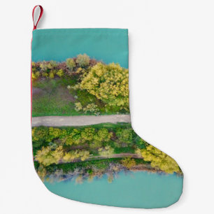 Petite Chaussette De Noël Décor vert, marron et jaune