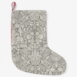 Petite Chaussette De Noël Décoration de maison élégante en damas blanc flora