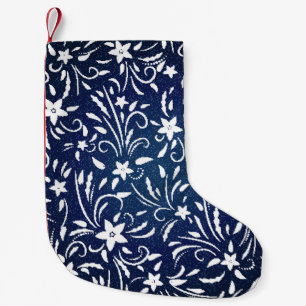 Petite Chaussette De Noël Denim Blooms : Floral Pattern Arrière - plan