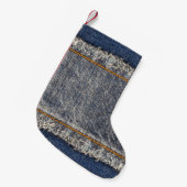 Petite Chaussette De Noël Denim Blue Jeans : Décontracté Double Patch (Devant (Accrochage))