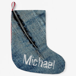 Petite Chaussette De Noël Denim déchiré - Personnalisable