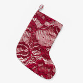 Petite Chaussette De Noël Dentelle rouge : textile jacquard élastique. (Devant (Accrochage))