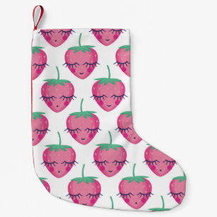 Petite Chaussette De Noël Des fraises endormies, mignonnes motifs.