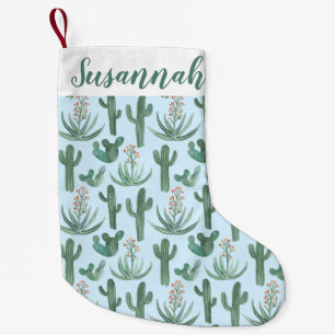 Petite Chaussette De Noël Desert Saguaro Cactus Succulents Motif PERSONNALIS