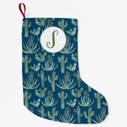 Petite Chaussette De Noël Desert Saguaro Cactus Succulents Motif PERSONNALIS (Devant)