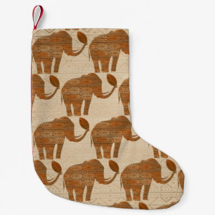 Petite Chaussette De Noël Design d'art tribal des éléphants