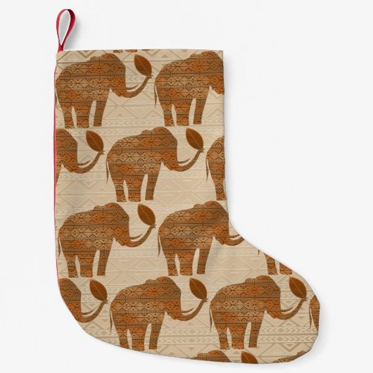 Petite Chaussette De Noël Design d'art tribal des éléphants (Devant)