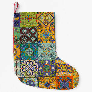 Petite Chaussette De Noël Design de carreaux Talavera portugais