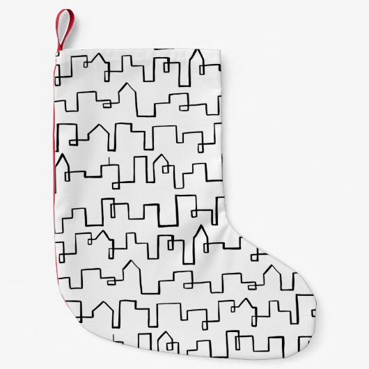 Petite Chaussette De Noël Design moderne peint Cityscape (Devant)