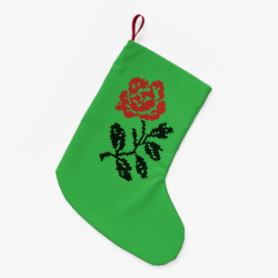 Petite Chaussette De Noël Design original de fleur à point croisé Rose rou